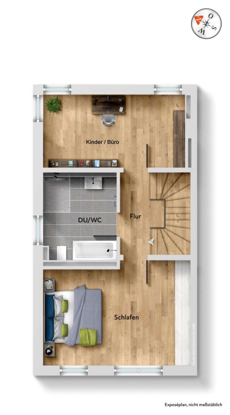 Grundriss OG möbliert
